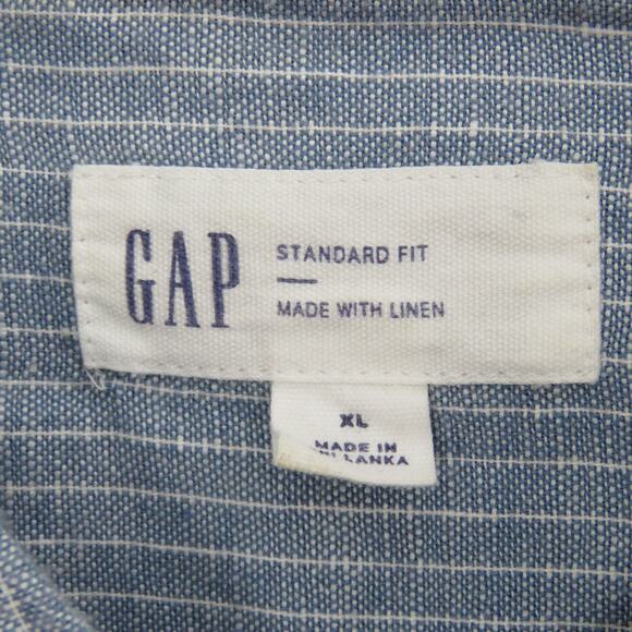 GAP Men's Blue Button Down Shirt Standard Fit Stretch Dress Shirt Large Preppy - Picture 6 of 7